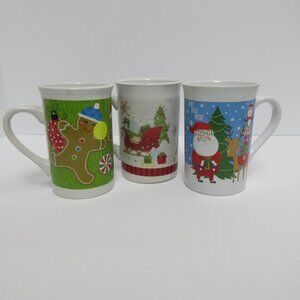 Set Of 3 Holiday/Christmas Royal Norfolk Mugs. Excellent Condition 12 OZ